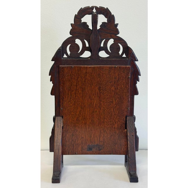 Antique French Carved Wood Tabletop Courting Mirror For Sale - Image 4 of 9