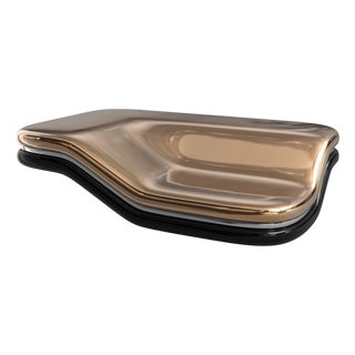 "Skyfall" Coffee Table With Bronze, Stainless Steel, Handmade For Sale