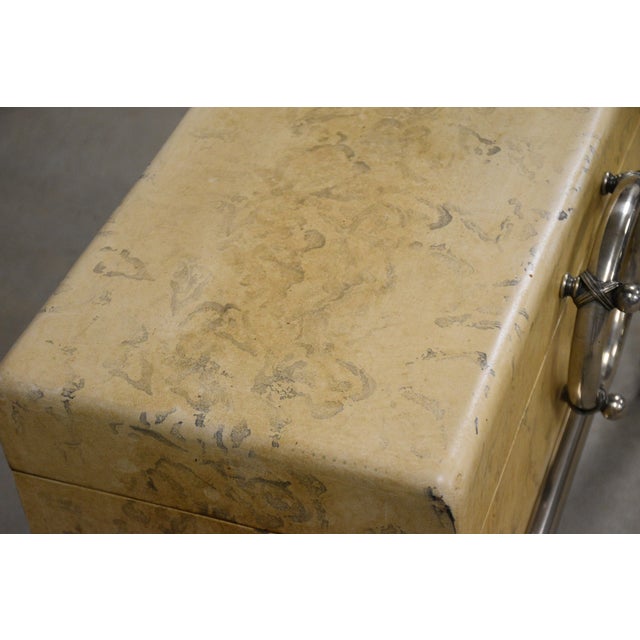 Chrome 1960s Faux Burl Karl Springer Style Chest For Sale - Image 8 of 12