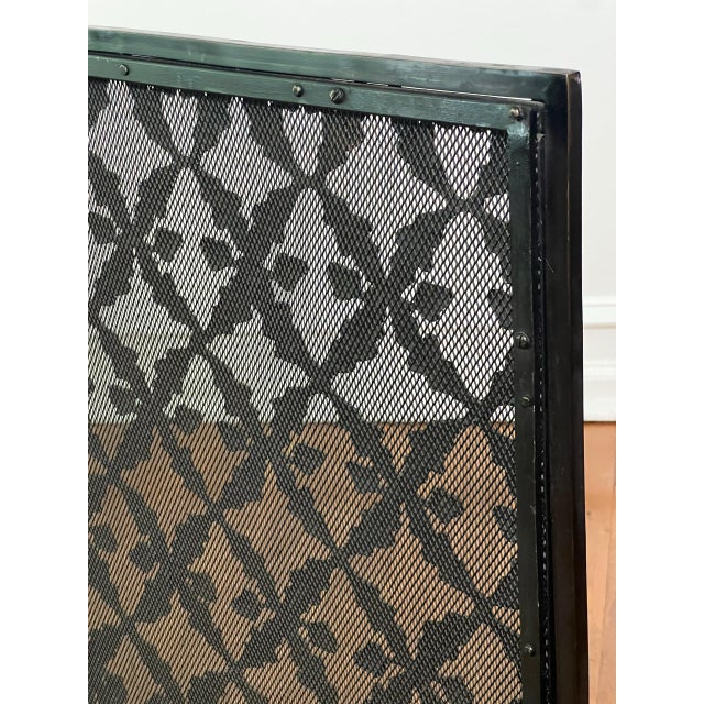 Arts and Crafts Cast Brass and Iron Fire Screen in Black, Single Panel, Early 20th C. For Sale - Image 11 of 13