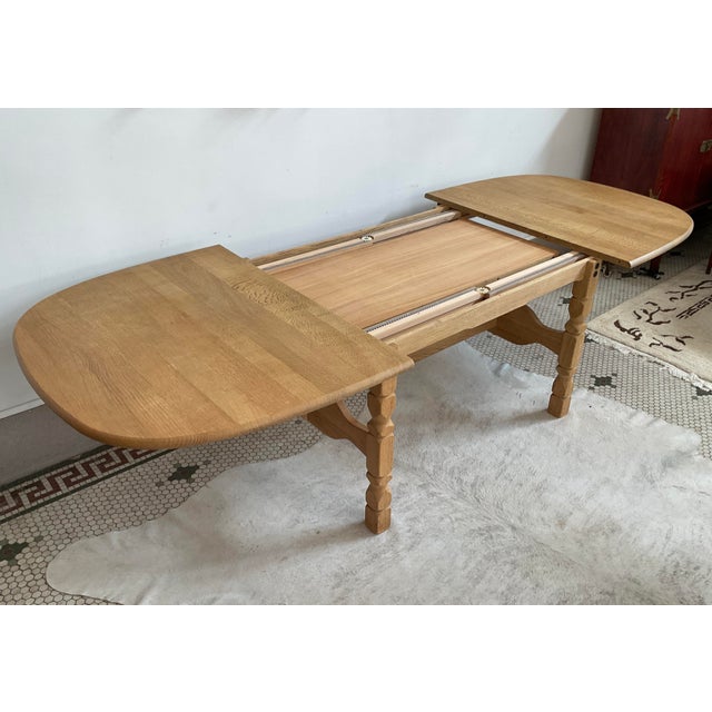 1970s 1970s Danish Brutalist Extendable Oak Dining Table in the Style of Henning Kjærnulf For Sale - Image 5 of 16