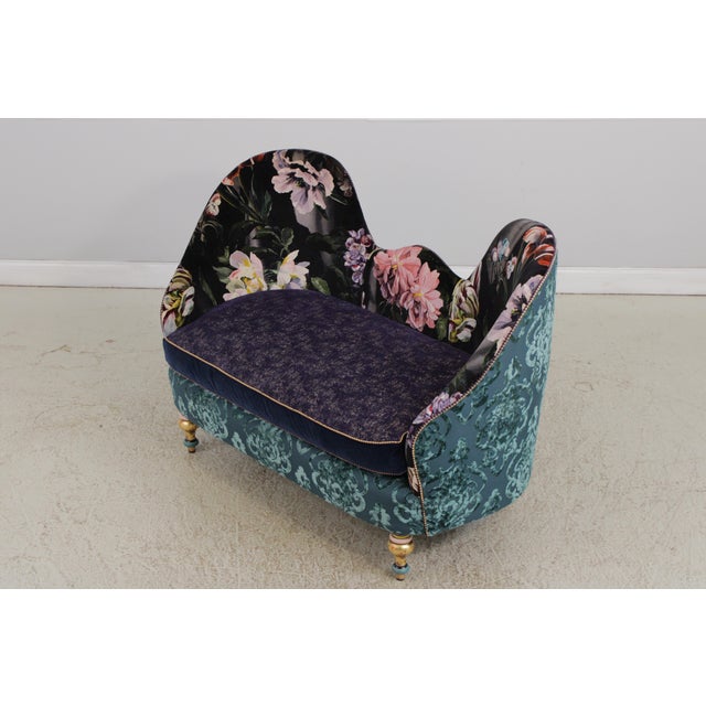 Mackenzie Childs Mackenzie Childs Whimsical Upholstered Loveseat Settee For Sale - Image 4 of 18