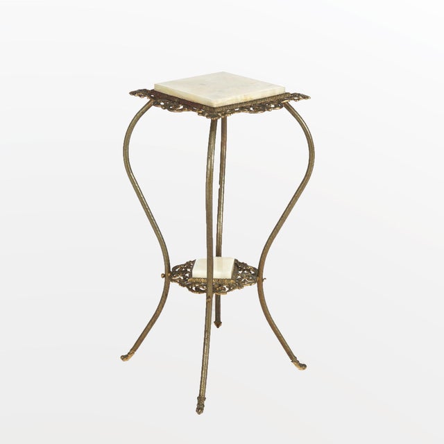 Traditional Antique Victorian Brass & Onyx Plant Stand, Circa 1890 For Sale - Image 3 of 5