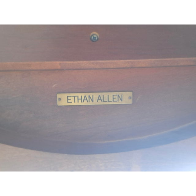 Vintage (2006) Round Table w/Pedestal Base has a Regency Style. Made by Ethan Allen. The Wood is Cherry & Exotic Inlaid...