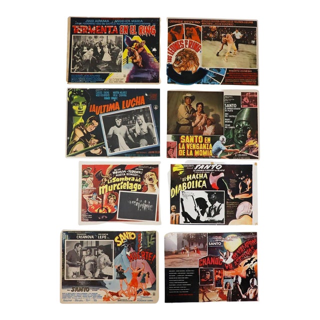 1950s Fantastic Collection of 8 Original and Rare Mexican Wrestling Movie Posters For Sale