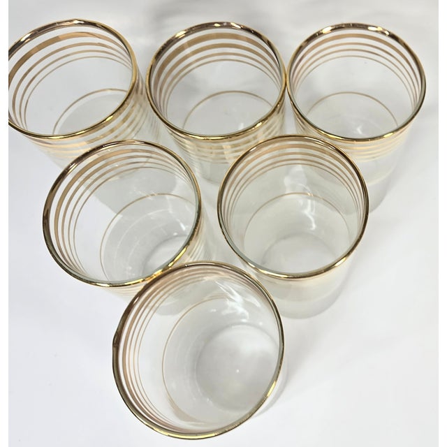 Hollywood Regency Gold and Frost Tumblers- Set of Six For Sale - Image 15 of 16