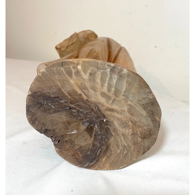 1940s Hand Carved Wood Folk Art Friar Monk Statue Sculpture Religious Figure For Sale - Image 11 of 11