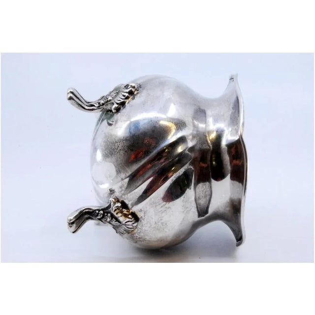 Metal Spiral Silver Pot with Support Feet and Applications For Sale - Image 7 of 10