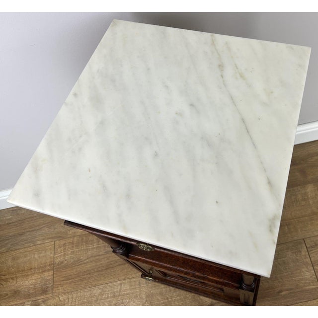 Antique French Bedside Tables with Marble Top, Set of 2 For Sale - Image 11 of 15