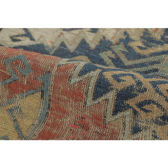 Antique Soumak Dragon Rug in Red With Colorful Geometric Patterns - Rug & Kilim For Sale In New York - Image 6 of 7
