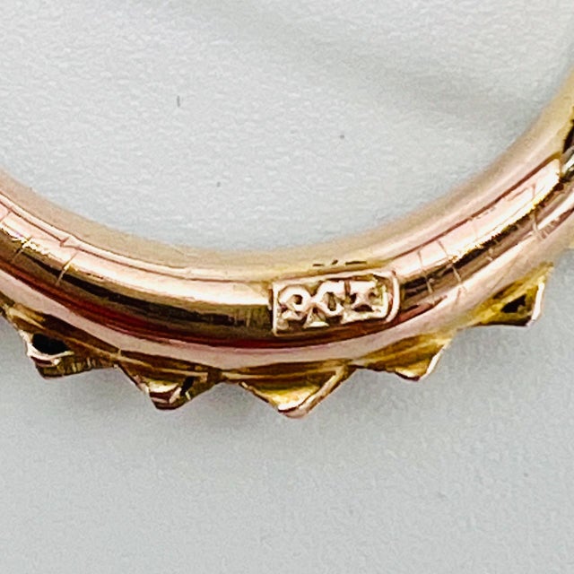 Metal Antique 9ct Gold, Turquoise and Natural Seed Pearl Crescent Brooch, 1900s For Sale - Image 7 of 9