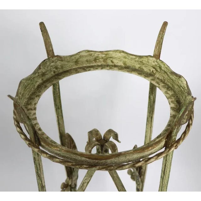 Art Deco Wrought Iron Plant Stand Pedestal After Salterini For Sale - Image 3 of 9