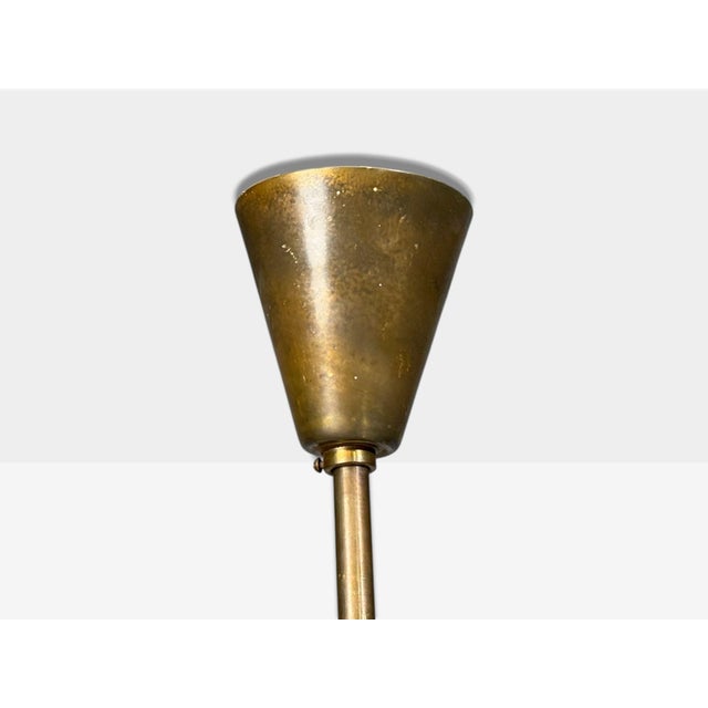 1950s Bent Karlby, Pendant Light, Brass, Red Lacquered Metal, Glass For Sale - Image 11 of 11