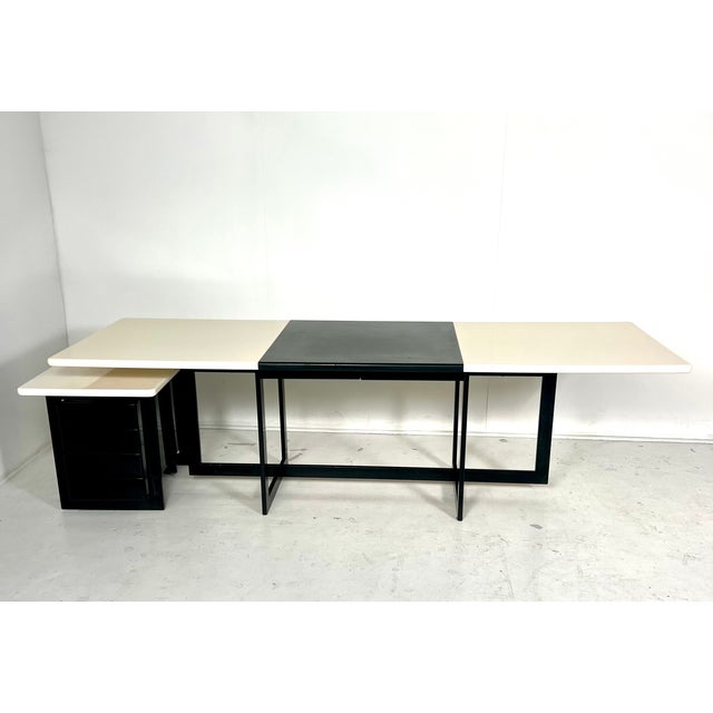 Beige Mid-Century Black Leather Desk by Francesco Soro for ICF, Italy, 1970s For Sale - Image 8 of 9
