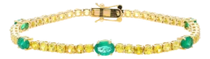 Natural Emerald Bracelet with 2.60 Cts Emerald & Yellow Sapphire 6.00 Cts 18k