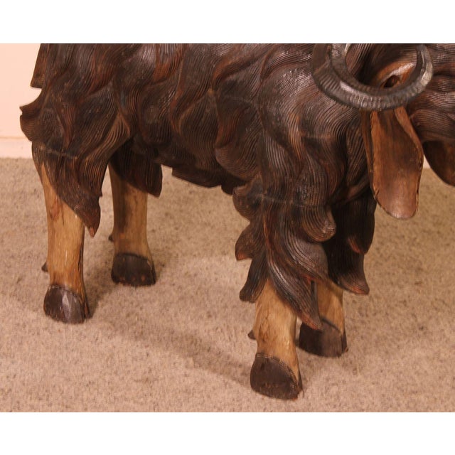 Scottish Rams in Polychrome Wood, 19-Century, Set of 2 For Sale - Image 11 of 18