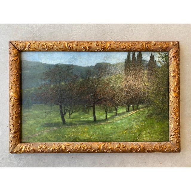 Early 20th Century Landscape Painting Oil on Masonite in Gold Leaf Frame For Sale In Boston - Image 6 of 6