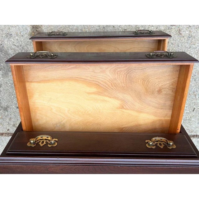 Brown Vintage Ethan Allen Chippendale Style Solid Cherry 4 Drawer Bachelor’s Chest. For Sale - Image 8 of 11