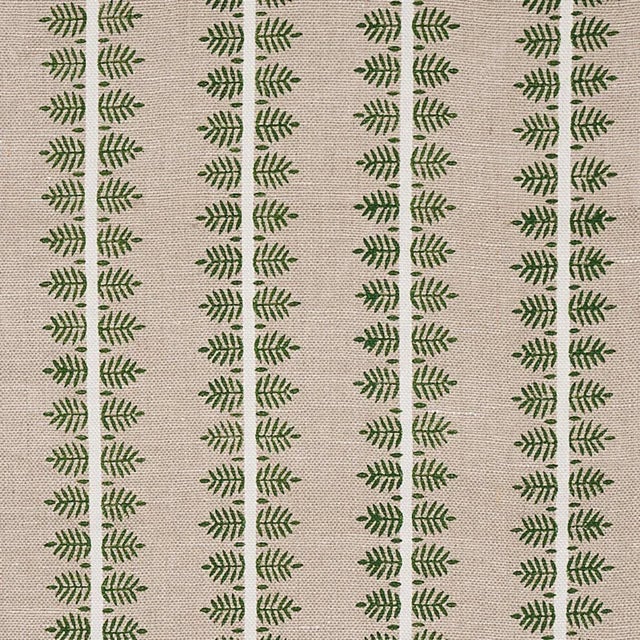 Traditional Schumacher Alva Hand Block Print Fabric in Green For Sale - Image 3 of 3
