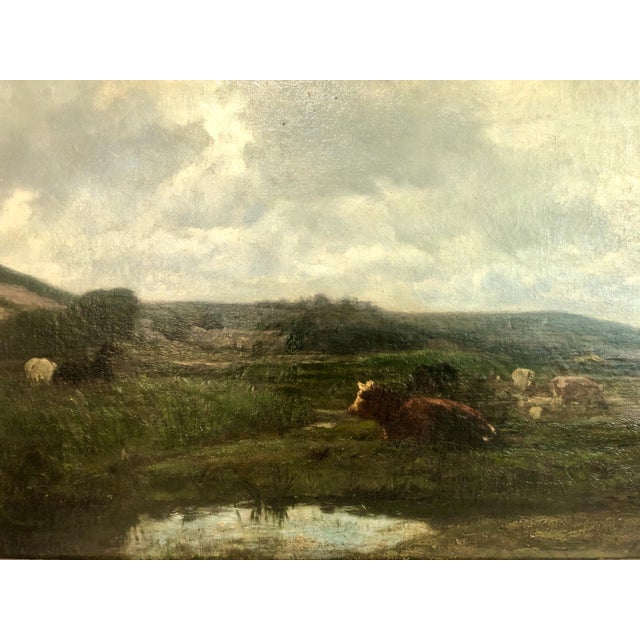 This original 1872 oil-on-canvas landscape is a textbook example of French pastoral realism by the highly celebrated...