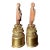 A pair of carved monks from the Taishō period. With meditative gestures, one holding a strand of prayer beads. On carved...
