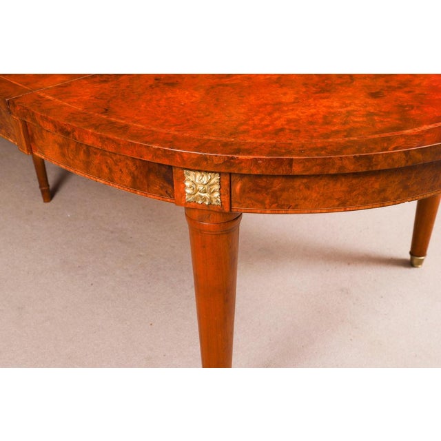Vintage Empire Revival French Burr Walnut Dining Table and Chairs, Set of 11 For Sale - Image 10 of 18
