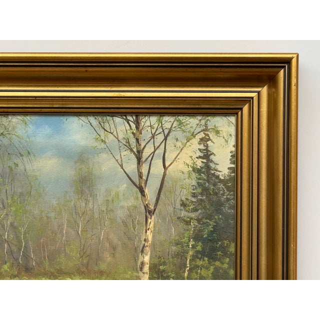 Forest Landscape in Scandinavia with Silver Birch Trees by Danish Artist 1945 Circa For Sale - Image 13 of 16