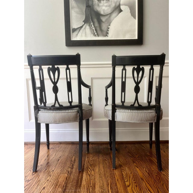 Mid 20th Century Federal Style Arm Chairs, a Pair For Sale - Image 4 of 11