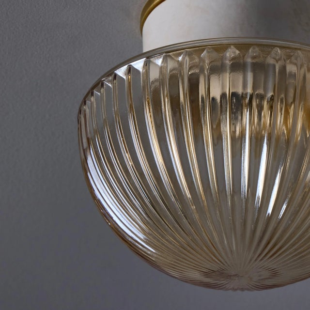 1960s 1960s Swedish Modern Pressed Glass & Porcelain Wall or Ceiling Lamp For Sale - Image 5 of 13