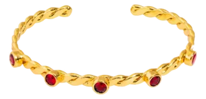 Twisted Ruby & Gold Dainty Cuff Bracelet