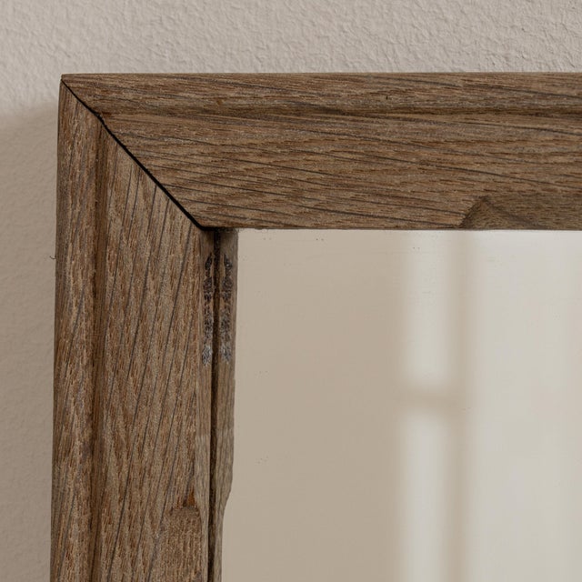 Wood 19th Century France Weathered Whitewash Cerused Oak Wall Mirror For Sale - Image 7 of 7