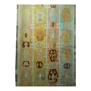 Vintage Anatolian Kilim Area Rug, Hand-Woven Wool, Geometric Design, 5' x 10' For Sale