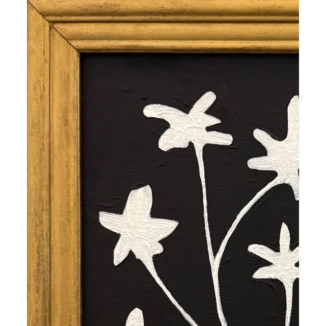 Contemporary Original Contemporary Black and White Floral Framed Painting For Sale - Image 3 of 3