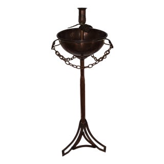 Antique Art Nouveau Standing Candlestick in Copper, 1900 For Sale