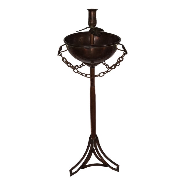 Antique Art Nouveau Standing Candlestick in Copper, 1900 For Sale