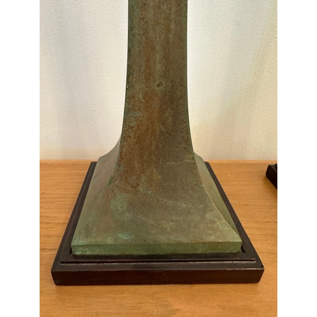 Modern Stewart Ross James Verdigris Bronze Table Lamps for Hansen - A Pair For Sale - Image 3 of 8