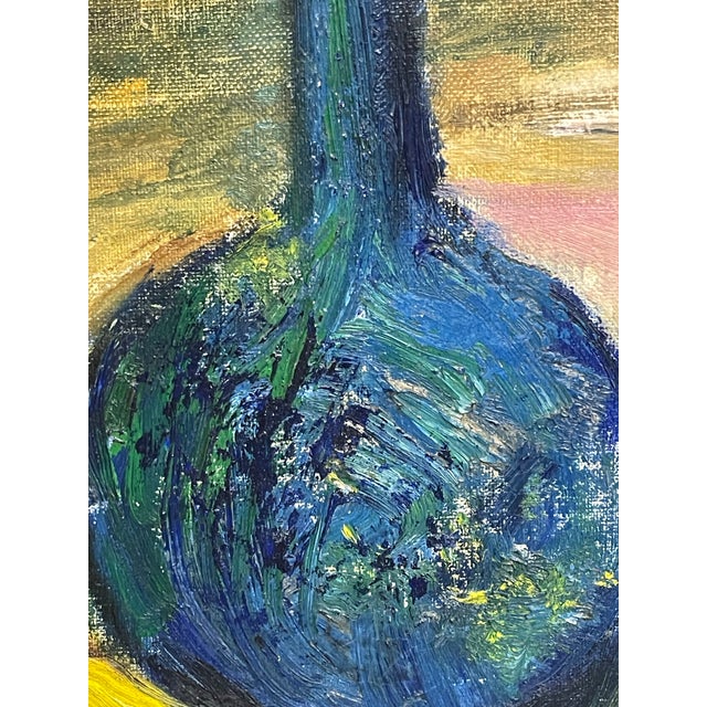 1949 Mid-Century Expressionist Floral Still Life Oil Painting, Signed For Sale - Image 4 of 9