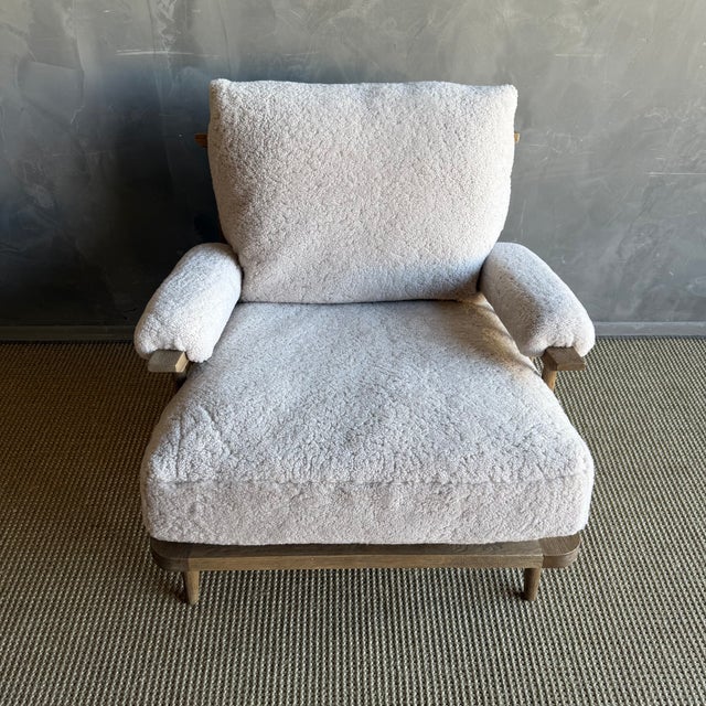 Frances White Oak Chair Upholstered in 100% Genuine Sheepskin For Sale In Los Angeles - Image 6 of 12