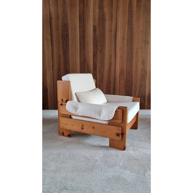 Mid-Century Swedish Brutalist Lounge Chair in Solid Pine, 1970s For Sale - Image 10 of 17