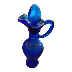 1960s Bohemia Cobalt Blue Glass Decanter Bottle With Stopper