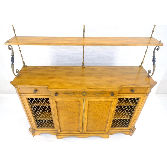 Regency Gallery Etagere Top Light Burl Walnut Sideboard Credenza c1920s MINT! For Sale - Image 14 of 18
