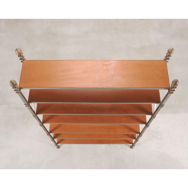 Mid 20th Century Maison Jansen Style Steel Bronze Neoclassical Bookcase Étagère For Sale - Image 5 of 18