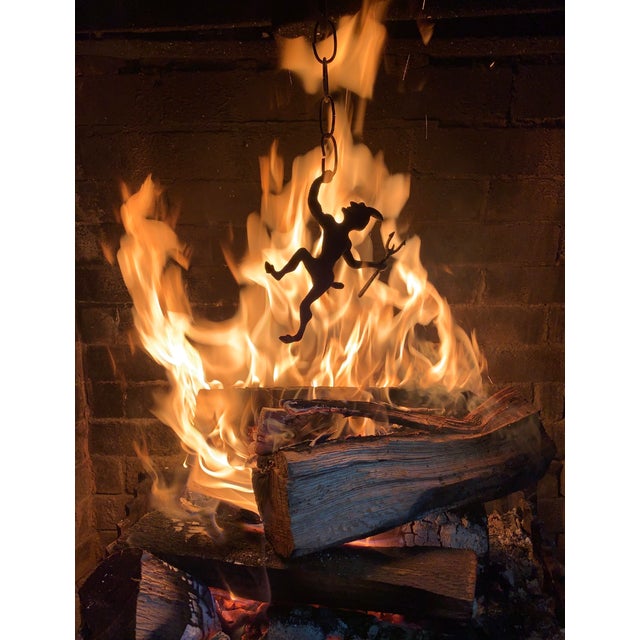 Metal 1900s Victorian-Era Solid Brass Satyr/Devil Fireplace Damper/Flue-Pull For Sale - Image 7 of 7