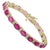 Ruby Red 11 Ct Oval Rubies and Diamond Tennis Bracelet 14 Karat Yellow Gold For Sale - Image 8 of 18