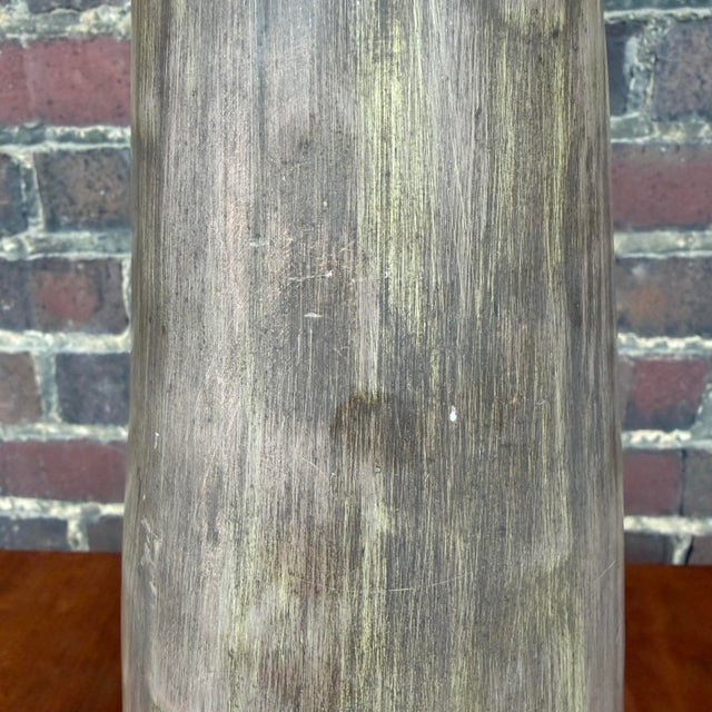 Mid 20th Century Mid-Century Tapered Ceramic Lamp With Brushed Glaze For Sale - Image 5 of 11