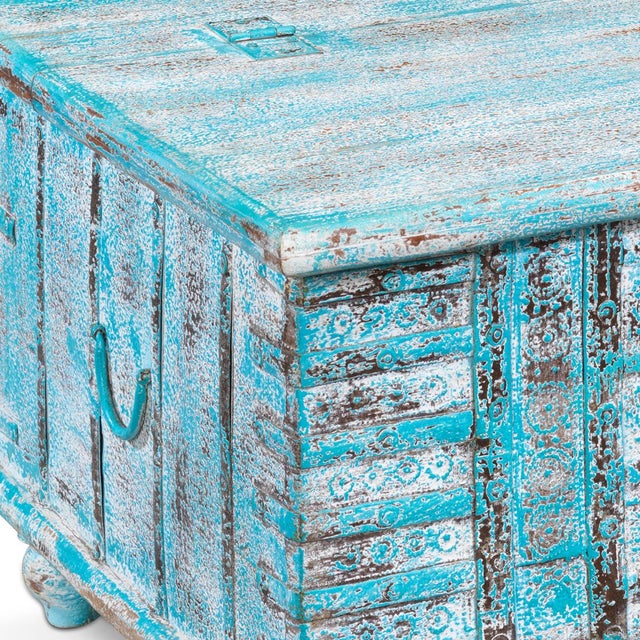 1940s Vintage Blue Blanket Chest, 1940s For Sale - Image 5 of 10