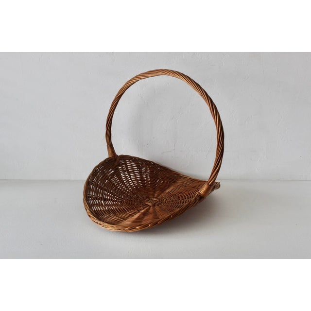 Vintage French Style Wicker Flower Gathering Basket For Sale - Image 4 of 12