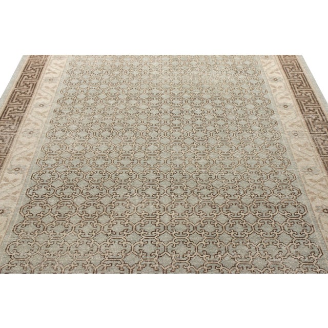 Tribal Rug & Kilim’s Border Rug in Ice Blue, 8x10 For Sale - Image 3 of 6