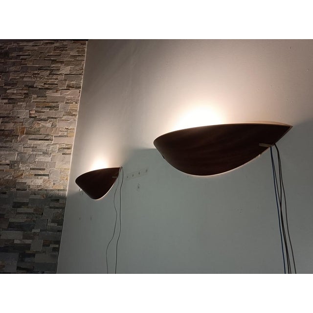 Wood and Brass Wall Lights from Declic, 1980s, Set of 2 For Sale - Image 9 of 10