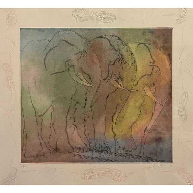Stanley Boxer, Stanley Boxer Aquatint Intaglio Etching Elephant Herd Abstract Expressionist, 1979 For Sale - Image 12 of 14